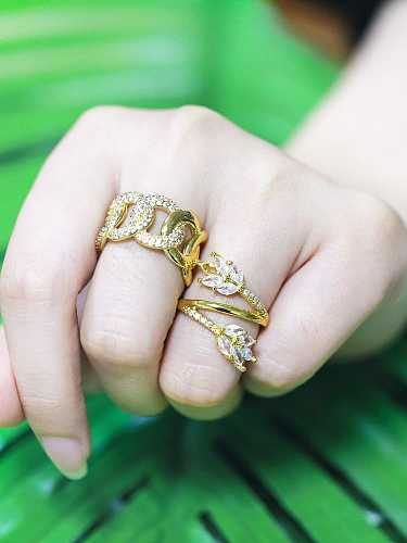 Brass Cubic Zirconia Geometric Vintage Stackable Ring