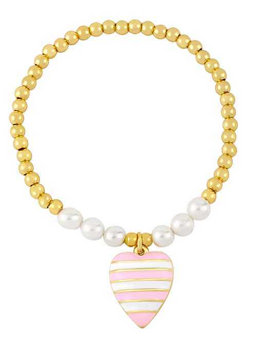 Bracelet de perles vintage triangle en laiton émaillé