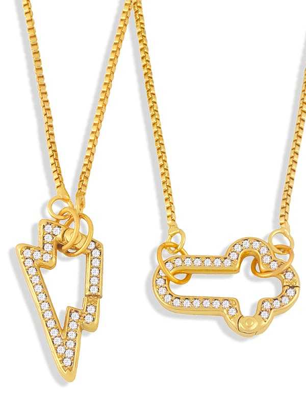 Brass Cubic Zirconia Irregular Vintage Necklace