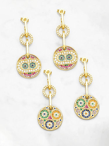 Brass Cubic Zirconia Geometric Vintage Cluster Earring