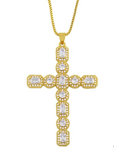 Collier Religieux Minimaliste en Laiton Cubic Zirconia Cross