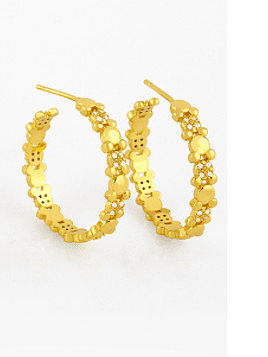 Brass Rhinestone Geometric Vintage Hoop Earring