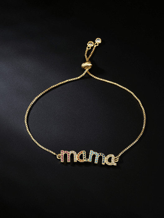 Brass Cubic Zirconia Letter Vintage Adjustable Bracelet
