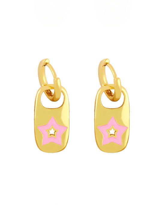 Brass Enamel Star Minimalist Huggie Earring