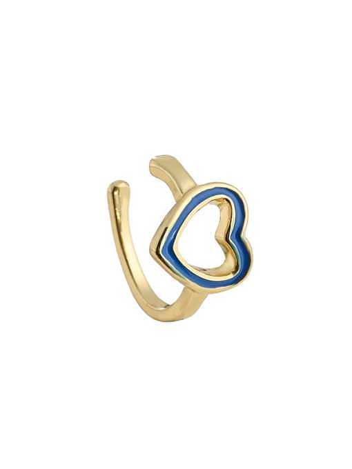 Clip de oreja simple minimalista con corazón de esmalte de latón (solo uno)