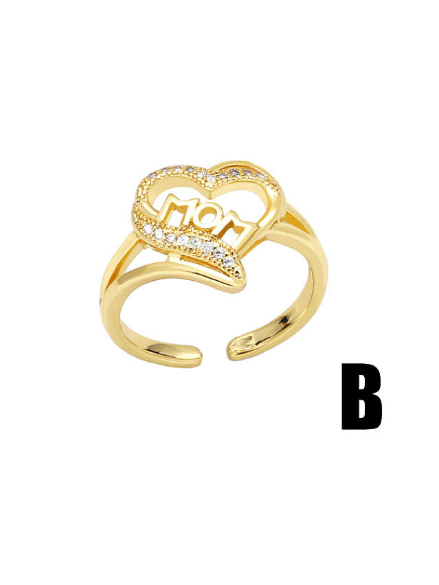 Bague Vintage en Laiton Cubic Zirconia Letter