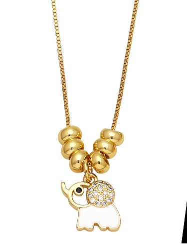 Brass Cubic Zirconia Animal Cute Necklace