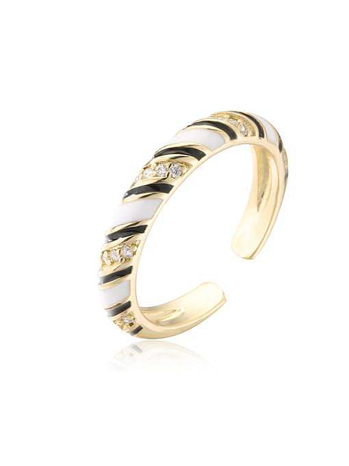 Messing-Emaille-Zirkonia-geometrischer Trend-Band-Ring