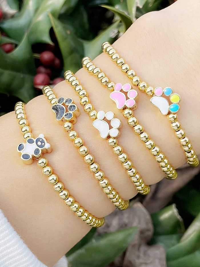 Bracelet perlé minimaliste en laiton avec cœur en émail
