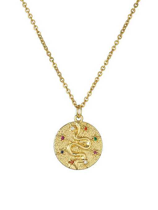 Brass Rhinestone Snake Vintage Necklace