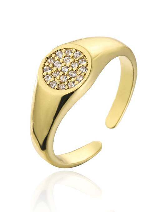 Brass Cubic Zirconia Geometric Vintage Band Ring