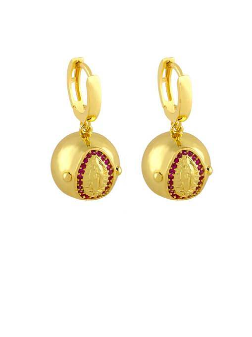 Brass Cubic Zirconia Ball Ethnic Huggie Earring