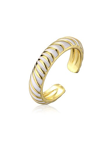 Brass Enamel Geometric Minimalist Band Ring