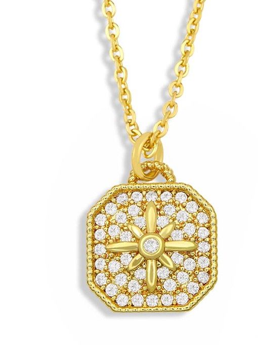 Brass Cubic Zirconia Star Vintage geometry pendant Necklace