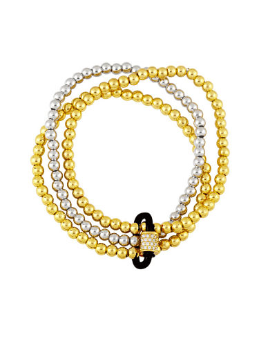 Bracelet perlé vintage géométrique en émail de perles de laiton