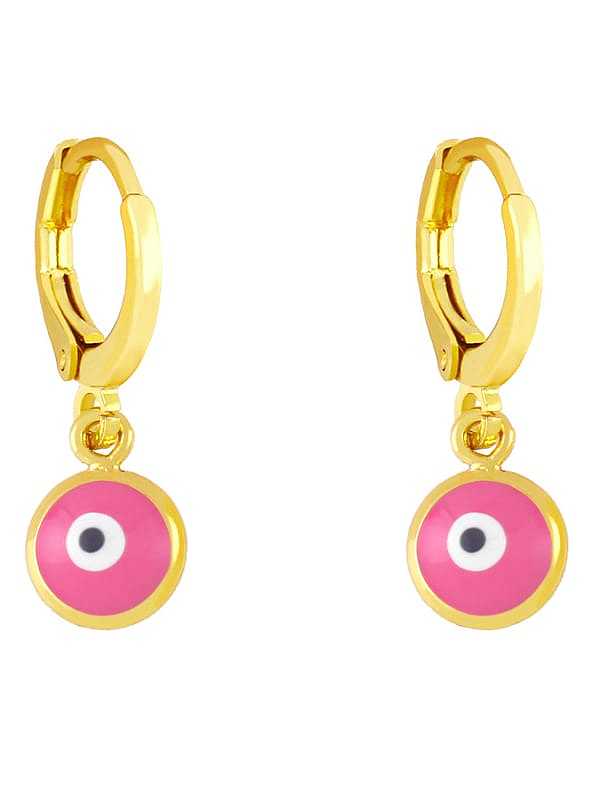 Brass Enamel Evil Eye Minimalist Huggie Earring