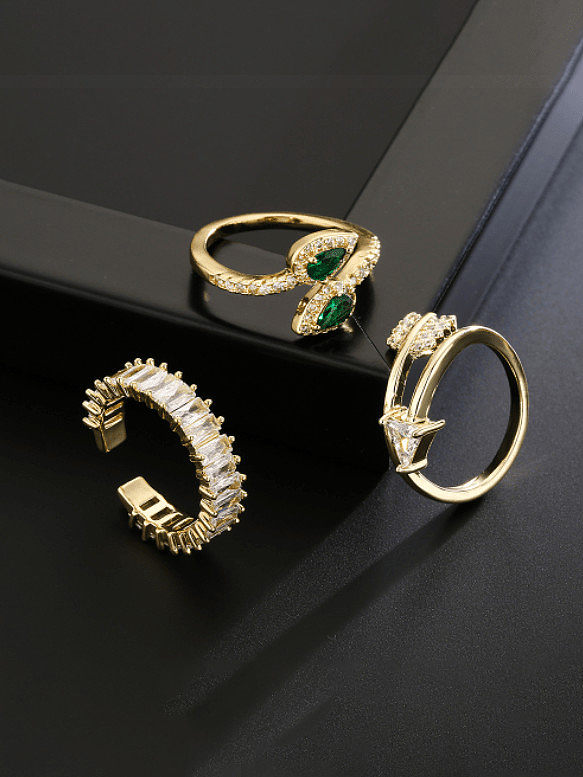 Brass Cubic Zirconia Irregular Vintage Band Ring