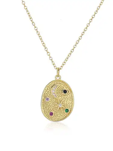 Brass Rhinestone Geometric Vintage Necklace