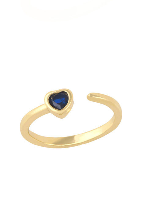 Brass Cubic Zirconia Heart Minimalist Band Ring