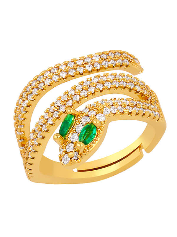Brass Cubic Zirconia Snake Luxury Stackable Ring