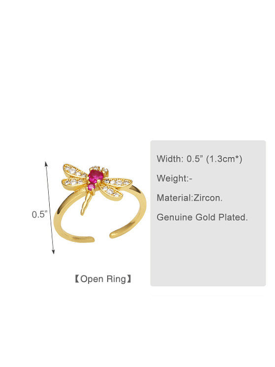Brass Cubic Zirconia Cross Dragonfly Vintage Band Ring