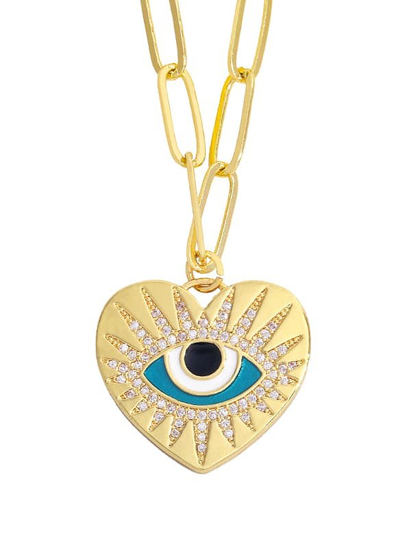 Brass Cubic Zirconia Enamel Evil Eye Hip Hop Necklace