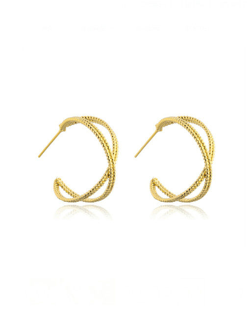 Brass Cross Minimalist Stud Earring