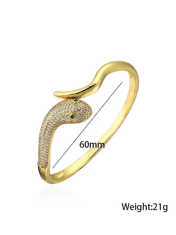 Bracelet manchette vintage serpent en laiton et zircon cubique