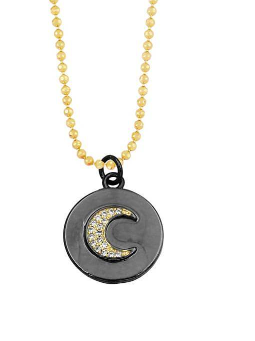 Brass Cubic Zirconia Star Vintage Round Pendant Necklace