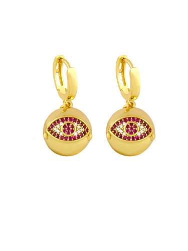 Brass Cubic Zirconia Evil Eye Ethnic Huggie Earring