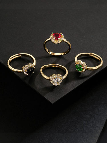 Brass Cubic Zirconia Heart Trend Band Ring