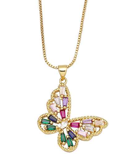 Brass Cubic Zirconia Butterfly Vintage Necklace