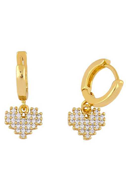 Brass Cubic Zirconia Heart Vintage Huggie Earring