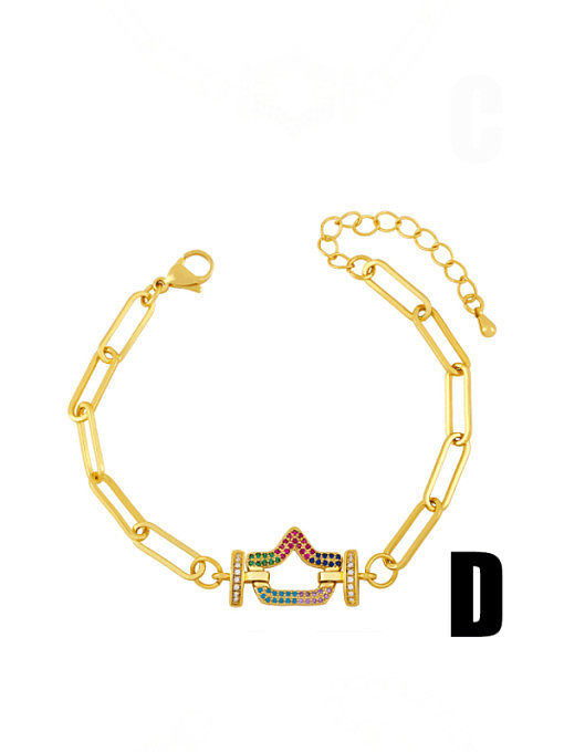 Brass Cubic Zirconia Moon Vintage Bracelet