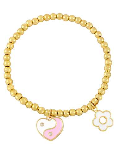 Bracelet perlé minimaliste en laiton émail mauvais œil