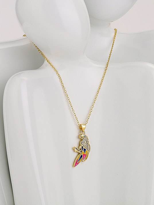 Brass Enamel Bird Vintage Necklace