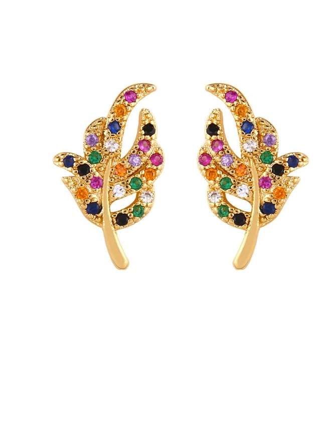 Brass Cubic Zirconia Crown Ethnic Stud Earring