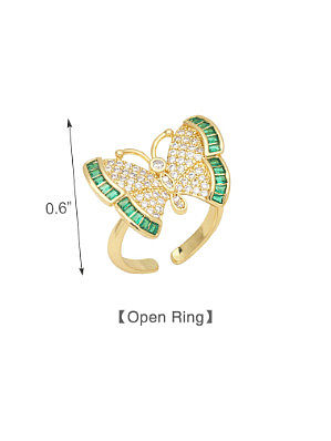 Brass Cubic Zirconia Butterfly Vintage Band Ring