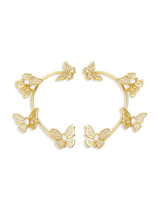 Brass Cubic Zirconia Butterfly Statement Hook Earring