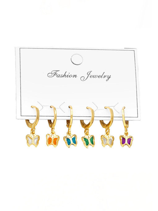 Brass Cubic Zirconia Butterfly Hip Hop Huggie Earring