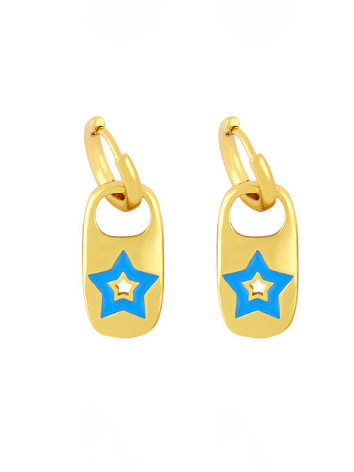 Brass Enamel Star Minimalist Huggie Earring