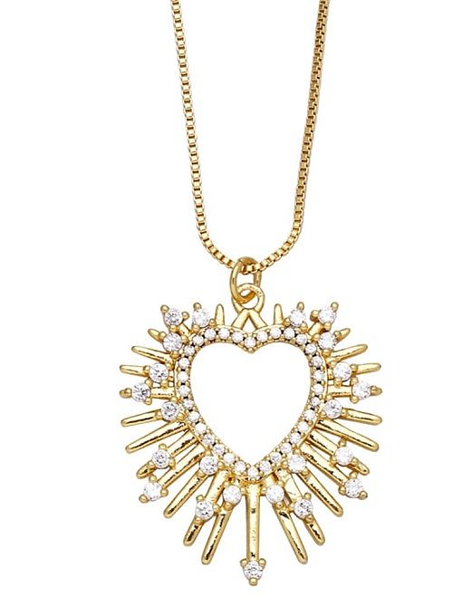 Brass Cubic Zirconia Heart Vintage Necklace