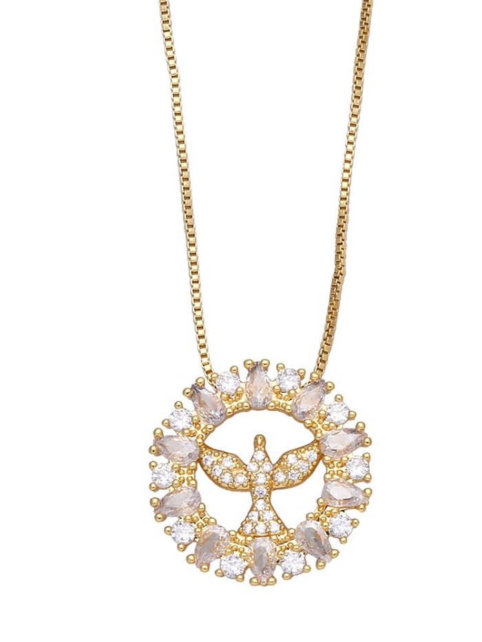 Brass Cubic Zirconia Heart Vintage Necklace