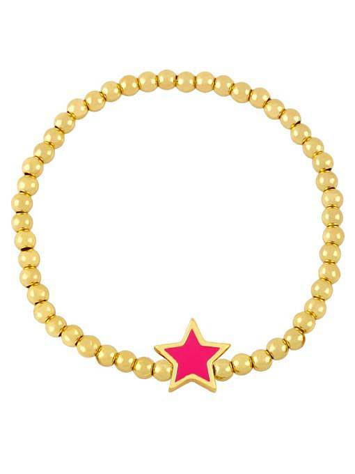 Bracelet perlé vintage étoile en laiton émaillé