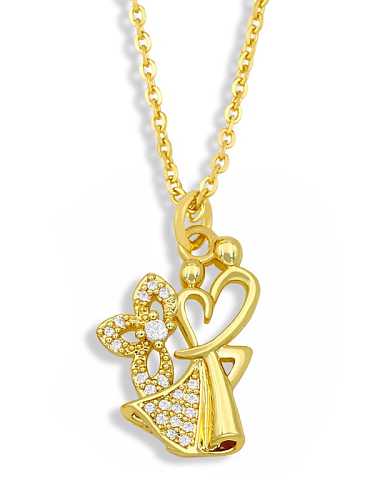 Brass Cubic Zirconia Heart Minimalist Necklace