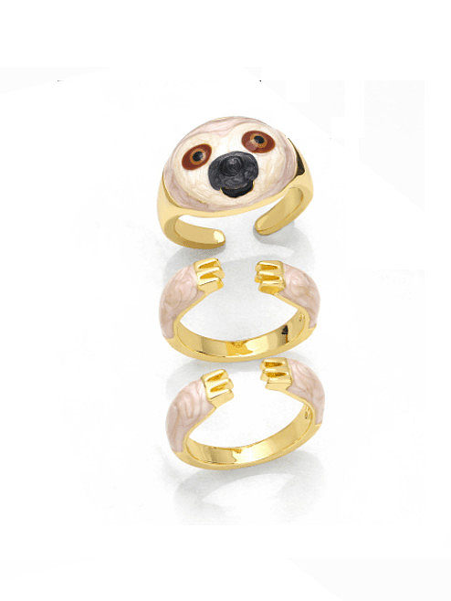 Brass Enamel Panda Cute Band Ring