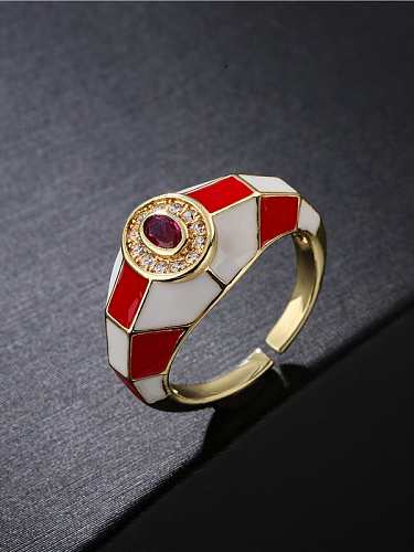 Brass Enamel Geometric Vintage Band Ring