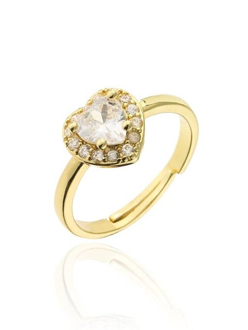 Brass Cubic Zirconia Heart Trend Band Ring
