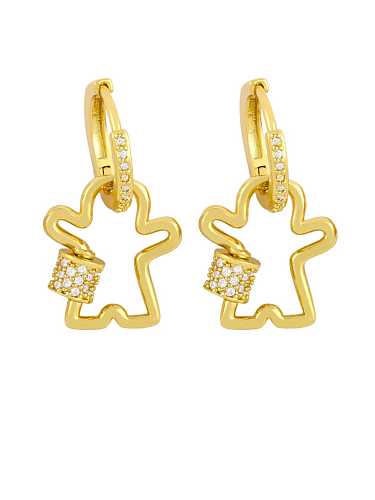 Brass Cubic Zirconia Irregular Ethnic Huggie Earring