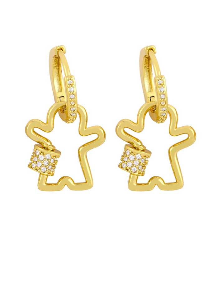Brass Cubic Zirconia Irregular Ethnic Huggie Earring